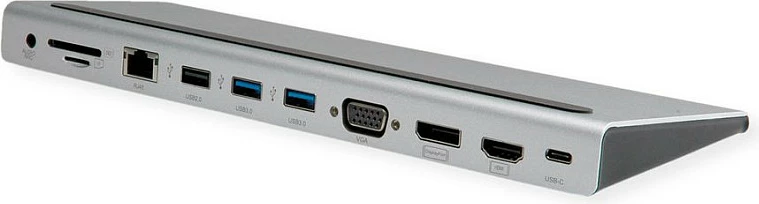 Docking station USB-C VALUE Multiport USB 3.2 Gen 2, 4K HDMI/DP, VGA, LAN, PD, lexues SD/microSD, Gri