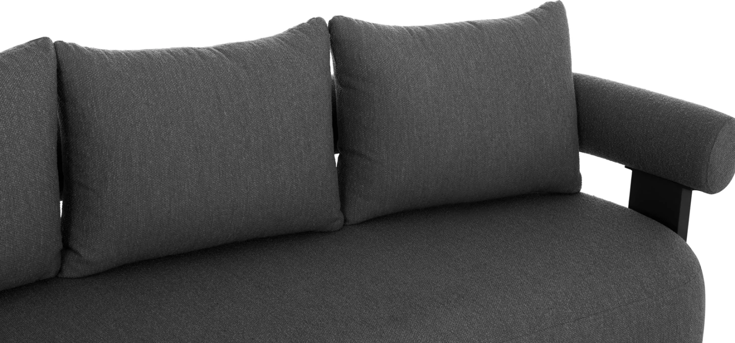 Divan treshe DECCARD CD6462.01, alumin i zi i errët & material tekstili, 230x92x67cm