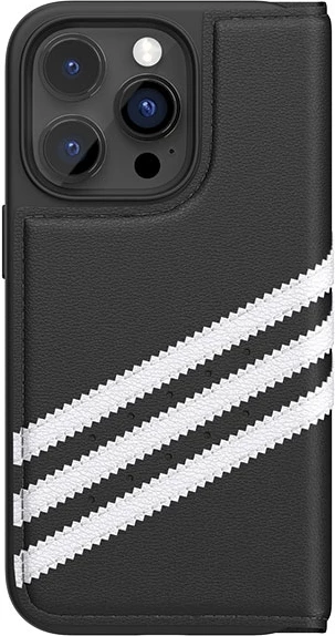 Mbështjellës Adidas OR Booklet Case PU për iPhone 14 Pro, e zezë/e bardhë