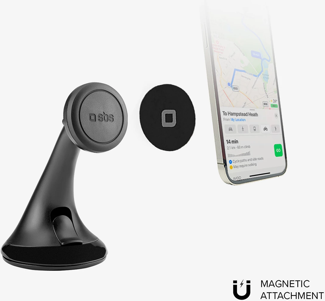 Mbajtës magnetik për celular SBS TESUPPWINDWIDEK, për bord/xham, MagSafe, i zi