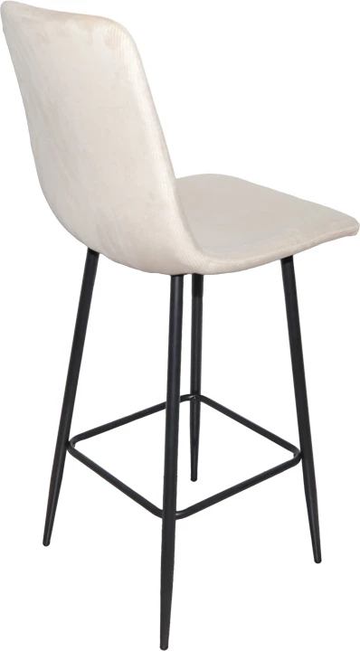 Karrige për bar Grato, stof bezhë, këmbë metalike të zeza, 43.5x55x114cm