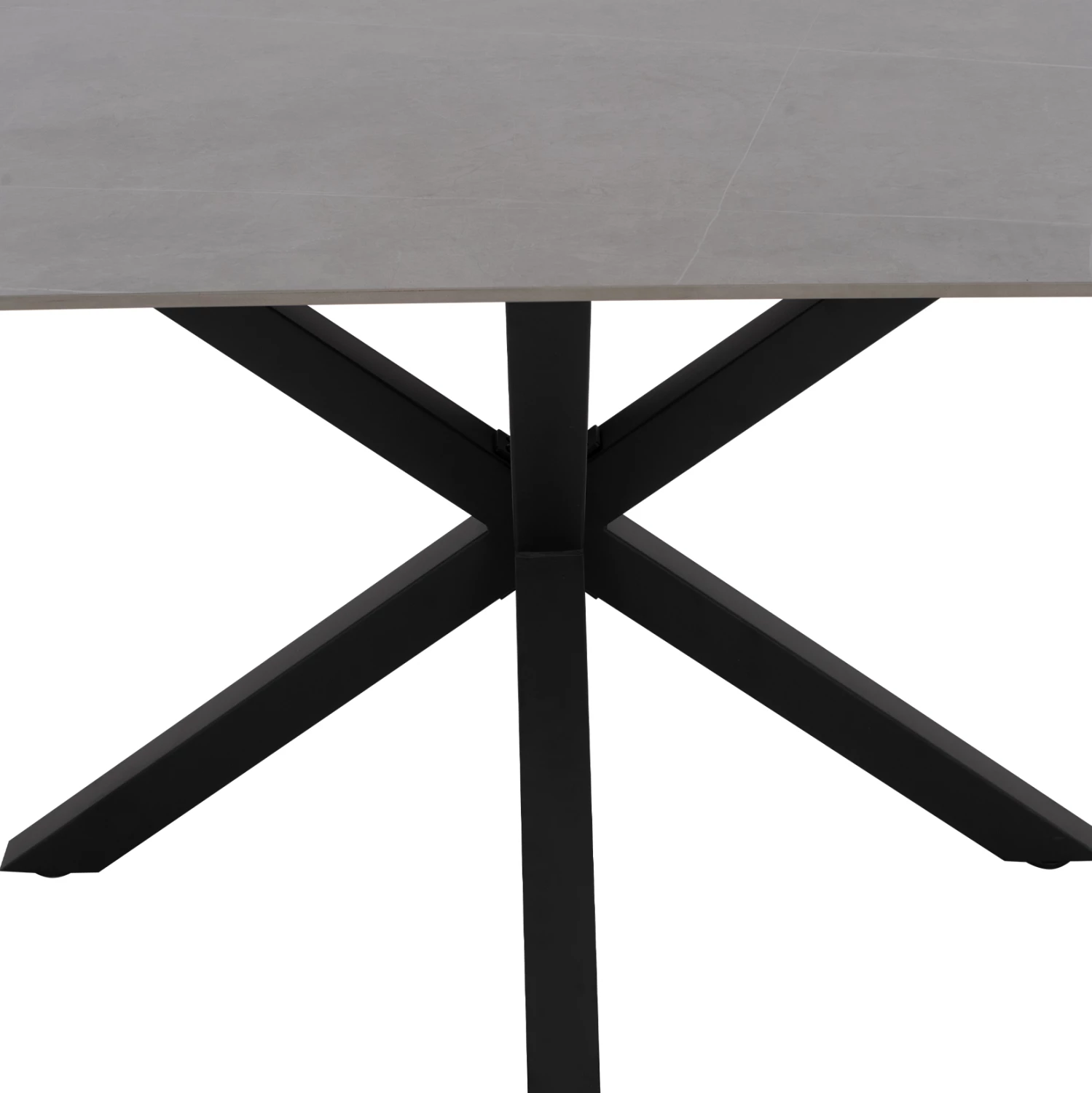 Tavolinë ngrënieje, sipërfaqe guri të sinteruar, këmbë metali, 160x90x75 cm