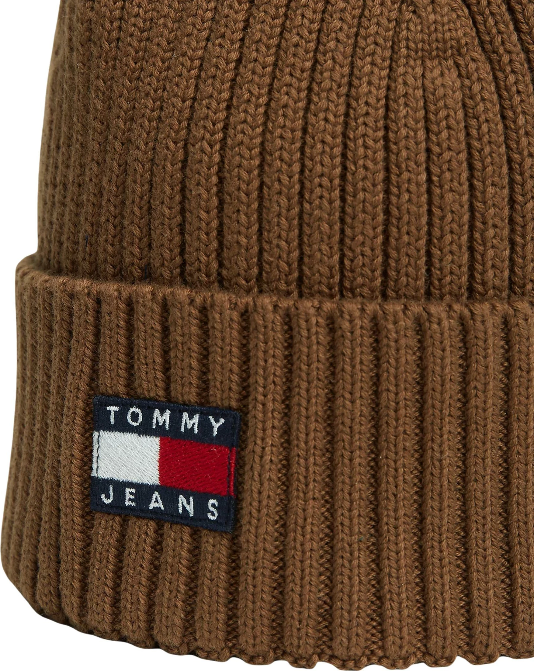 Kapelë beanie për meshkuj Tommy Hilfiger TJM Heritage Core AM0AM13669, ngjyrë baltë