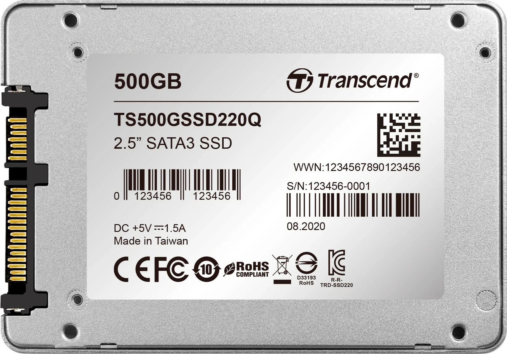 SSD Transcend SSD220Q 500GB, 2.5", 550 MB/s, Gri