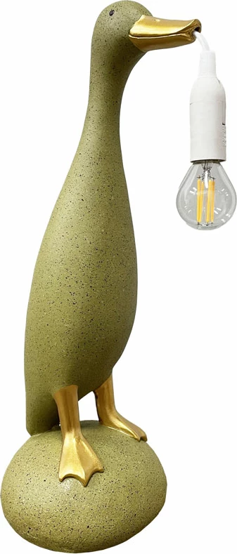 Llambë tavoline dekorative, formë rose, ngjyrë ulliri-ari, 16.7x15.7x43cm