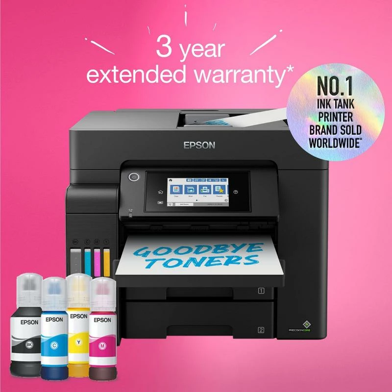 Printer multifunksional Epson EcoTank ET-5805 (C11CJ30405), inkjet, 32–37 ppm, i zi, set me shishe boje