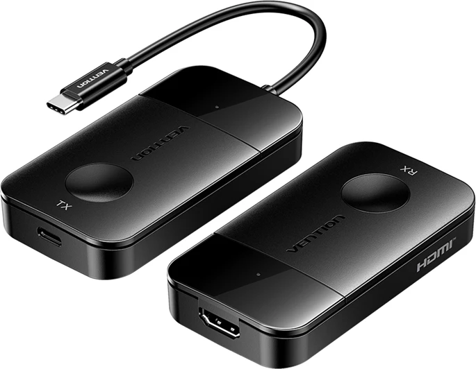 Adapter wireless USB-C në HDMI Vention ADOBB, 0.15m, i zi