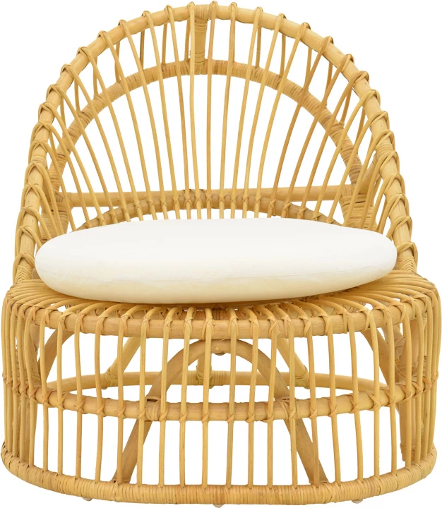 Fotel Tromso prej ratanit PE, ngjyrë natyrale, jastëk bezhë, 80x85x98cm