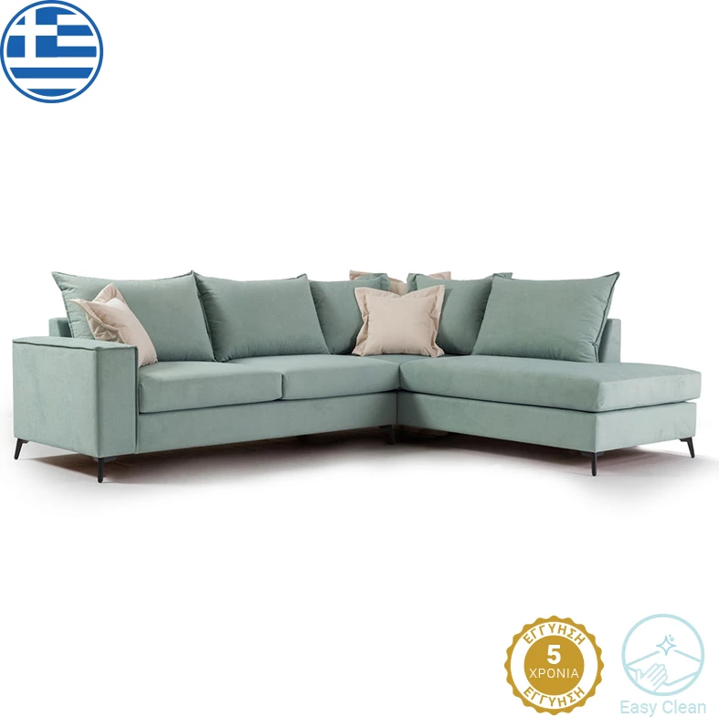 Kënd divani Boston qoshe e majtë, stof ciel-krem, 290x235x95cm