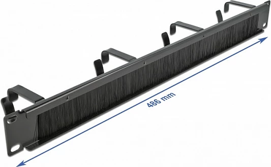 Panel furçë menaxhimi kabllosh DeLOCK 19" 1U me 4 grepë, i zi