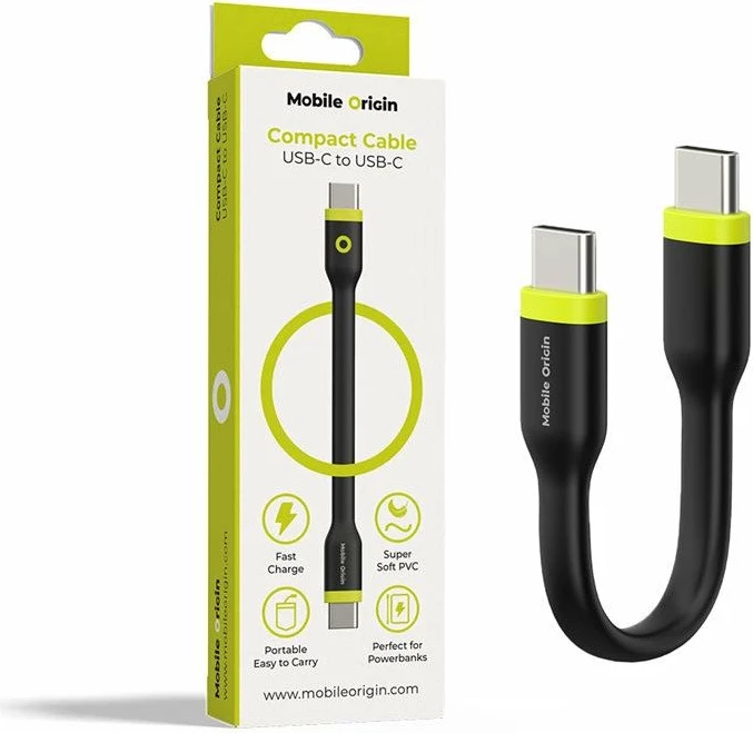 Kabel USB-C në USB-C Mobile Origin COMC-USBC-BLK 0.1 m 60W USB 2.0, i zi