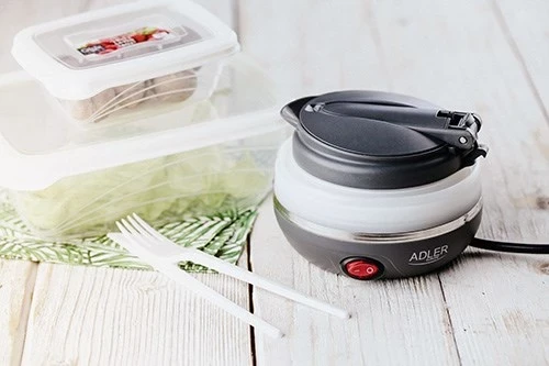 Çajnik Elektrik Adler AD 1279, 0.6 L, 750 W, i Zi dhe i Bardhë