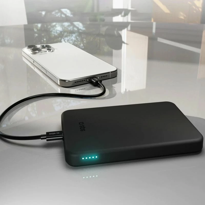 Powerbank SBS Mag Power Qi2 5000 mAh, e zezë