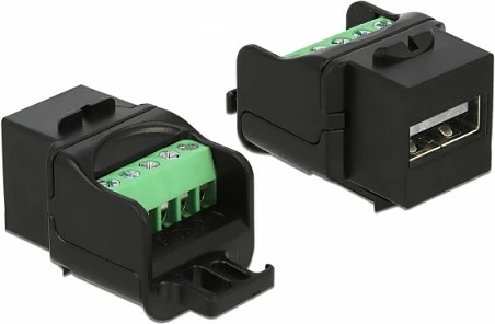 Modul Keystone USB-A DeLOCK 86386, femër në terminal, i sheshtë, i zi