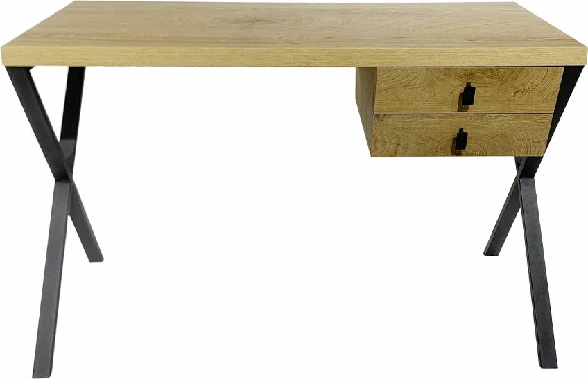 Tavolinë pune Bow, 2 sirtarë, ngjyrë natyrale, 120x60x76cm