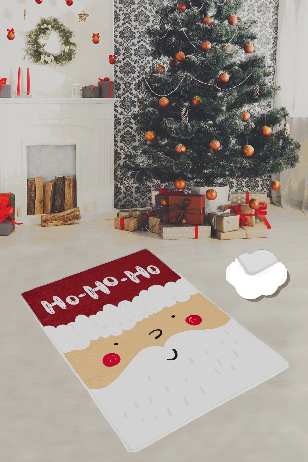 Qilim (80x120) Conceptum Hypnose, Ho Ho Ho Djt, i kuq, i bardhë, krem