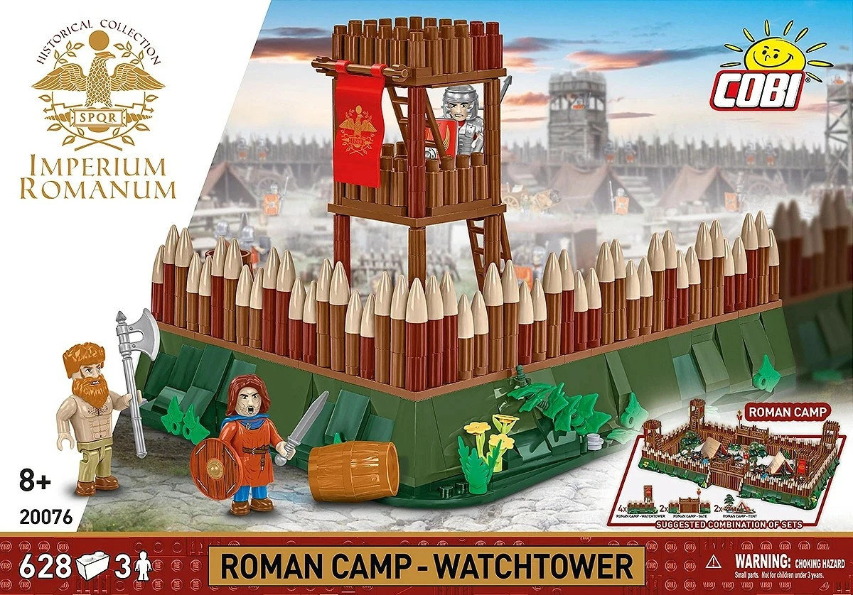 Set blloqe ndërtimi, Cobi, COBI-20076 Roman Camp Watchtower, 628 pjesë, 3 figurina, 8+