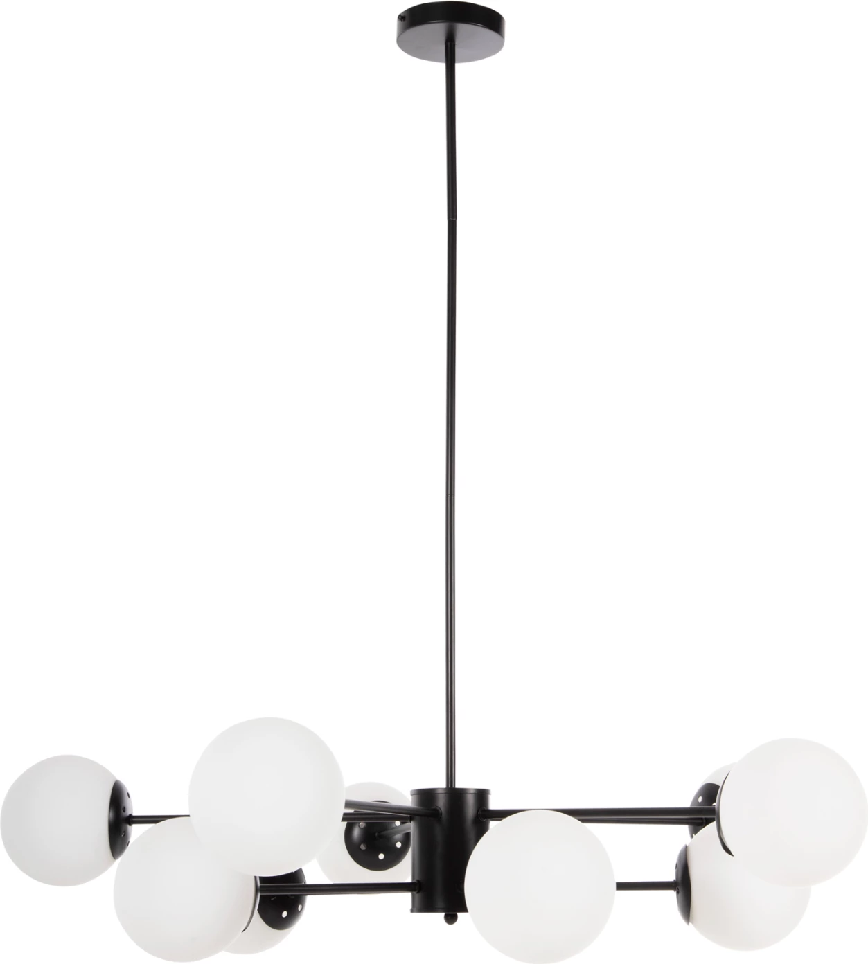 Llambë tavanore me shumë drita, FH4170, metal i zi, qelq i bardhë, Φ90x97,5H cm