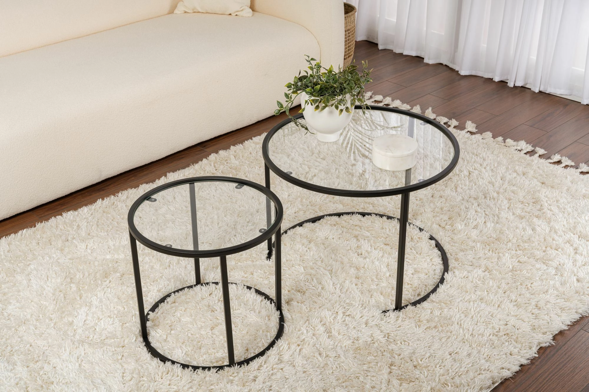 Set tavolinash kafeje Hanah Home, e zezë-transparente, 60-42