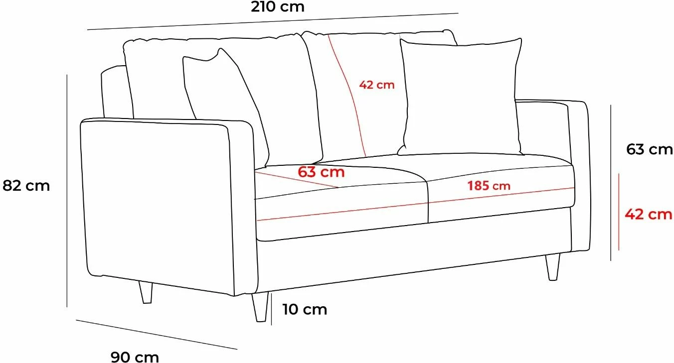 Divan treshe, ngjyrë antracit, Atelier del Sofa, Eva