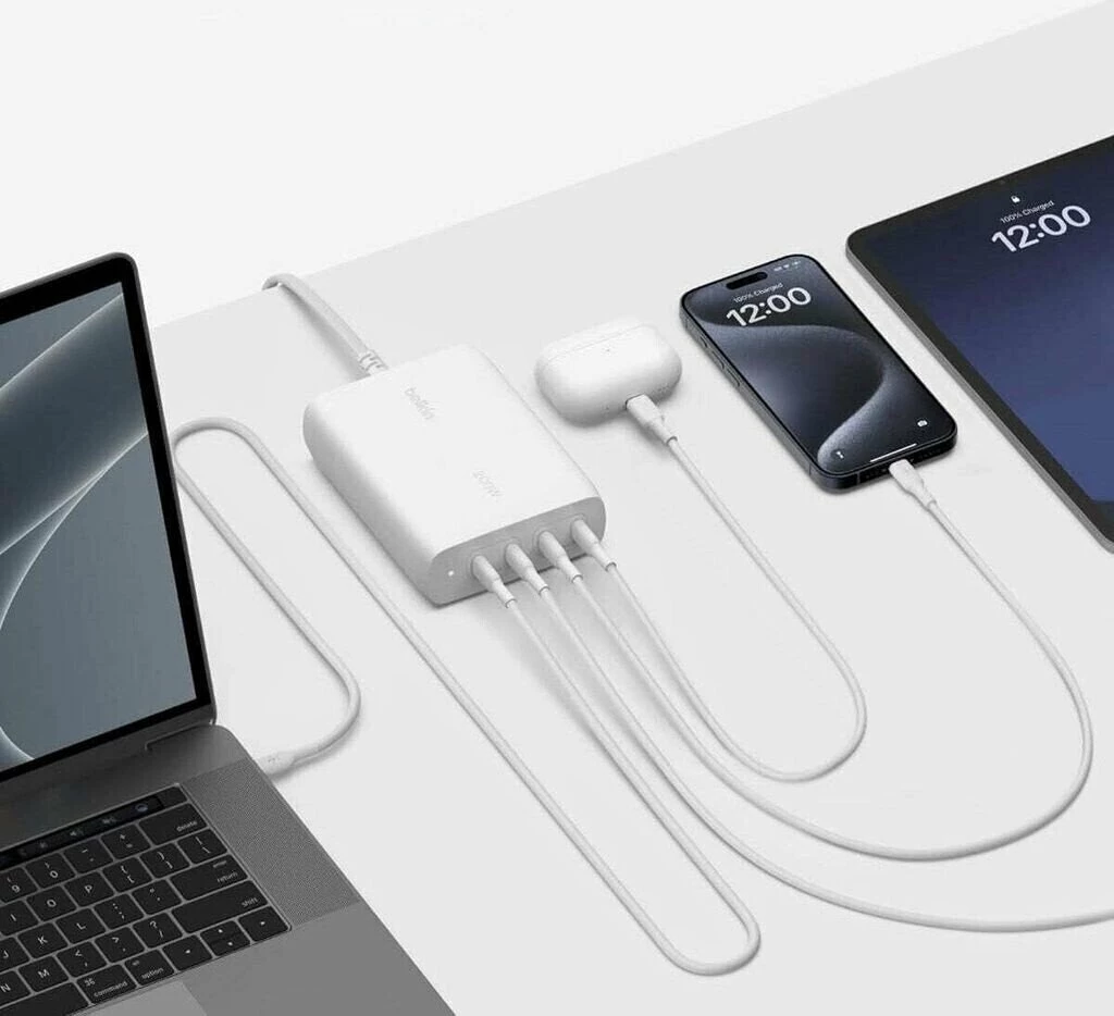 Belkin BOOST CHARGE PRO 200W 4-Port USB-C GaN Charger - White