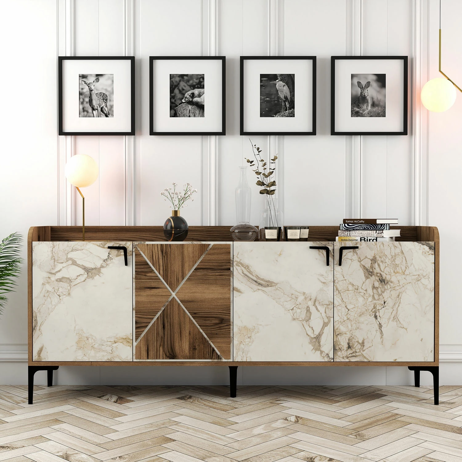 Konsolë Skye Decor, Venedik, arr dhe mermer i bardhë