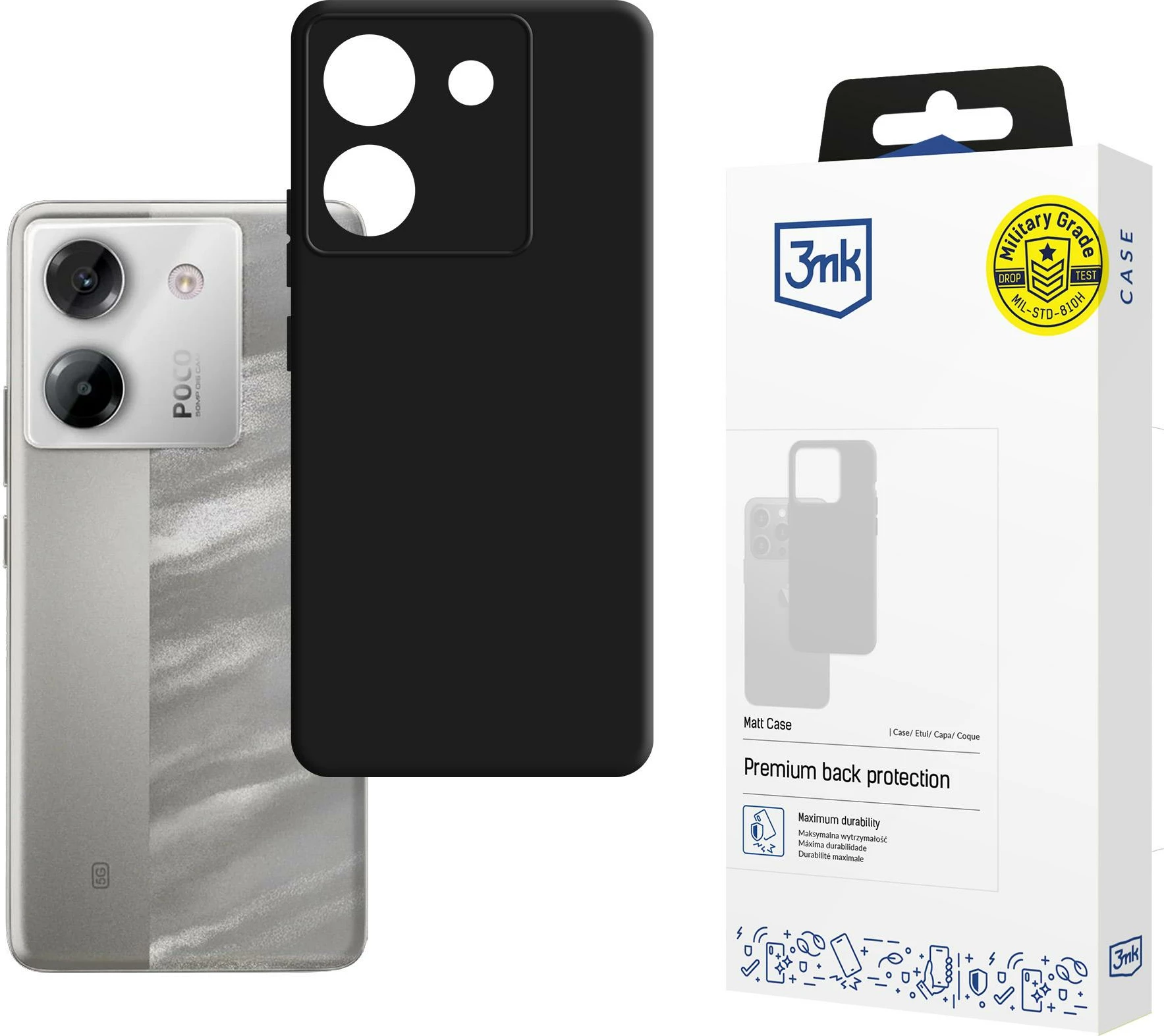 Mbështjellës 3mk Matt Case për Xiaomi Poco M7 Pro 5G, i zi