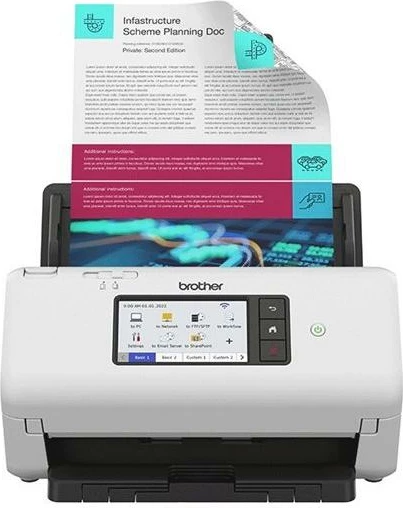 Skaner dokumentesh Brother ADS-4700W A4, Dual CIS, ADF 80-fletë, LAN/Wi‑Fi