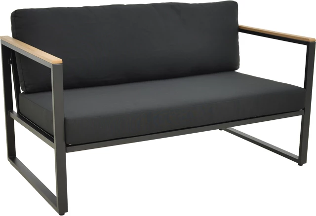 Divan dy ulës Aurelio, metalik, ngjyrë e zezë, jastëk të zinj, 130x74x63cm