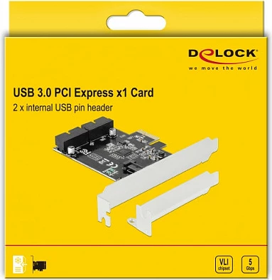 Kartelë zgjerimi PCIe DeLOCK 90387, 2x USB 3.2 Gen 1 header, 5 Gbit/s