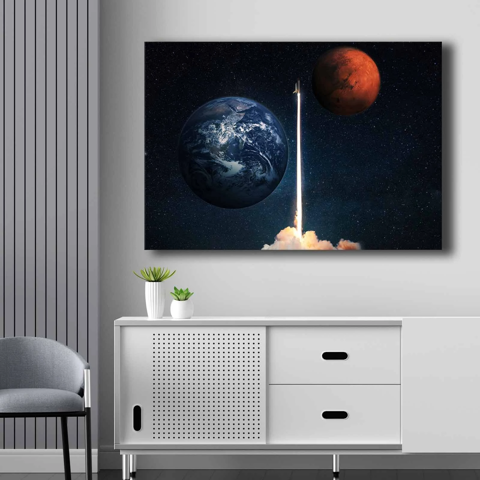 Pikturë dekorative në kanavacë Wallity, 70100NISC-041, blu, e bardhë, e kuqe, 70x100cm