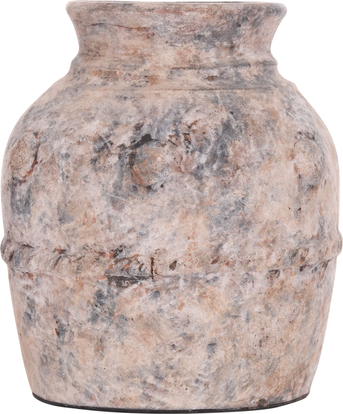 Vazo dekorative tavoline, terrakote, ngjyrë gri e furçuar, VERMO FH4395, 17x19cm