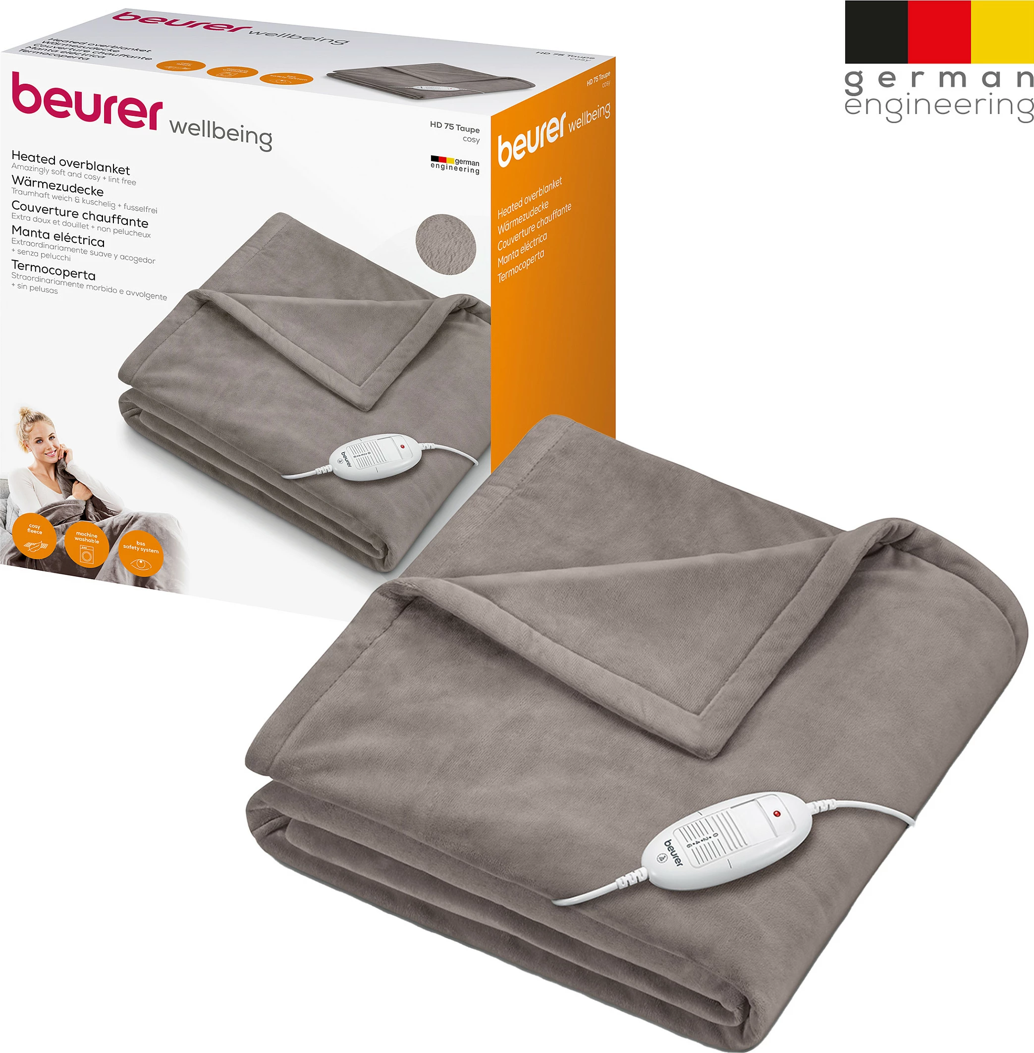 Batanije elektrike ngrohëse Beurer HD 75, 100W, taupe