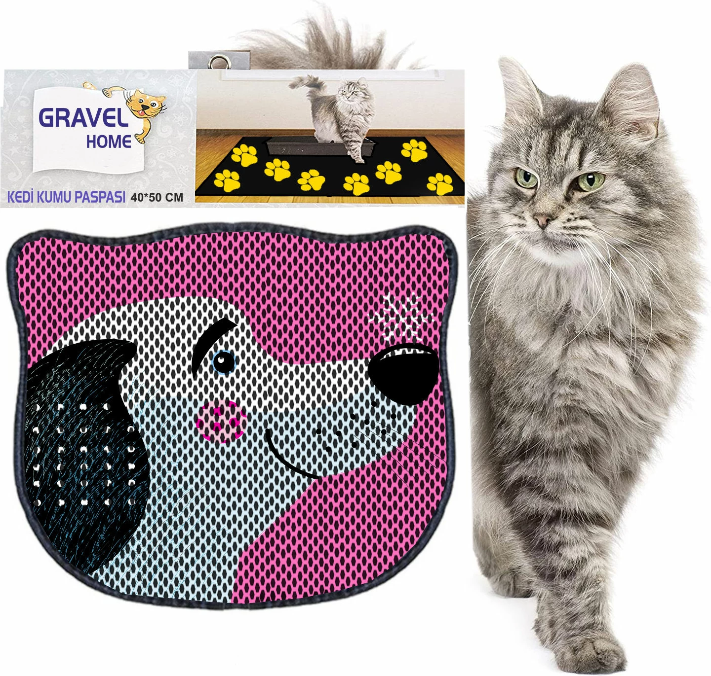 Tapet për rërë mace, shumëngjyrësh, Paws & Whiskers, Kdkafa0212, 40x50cm