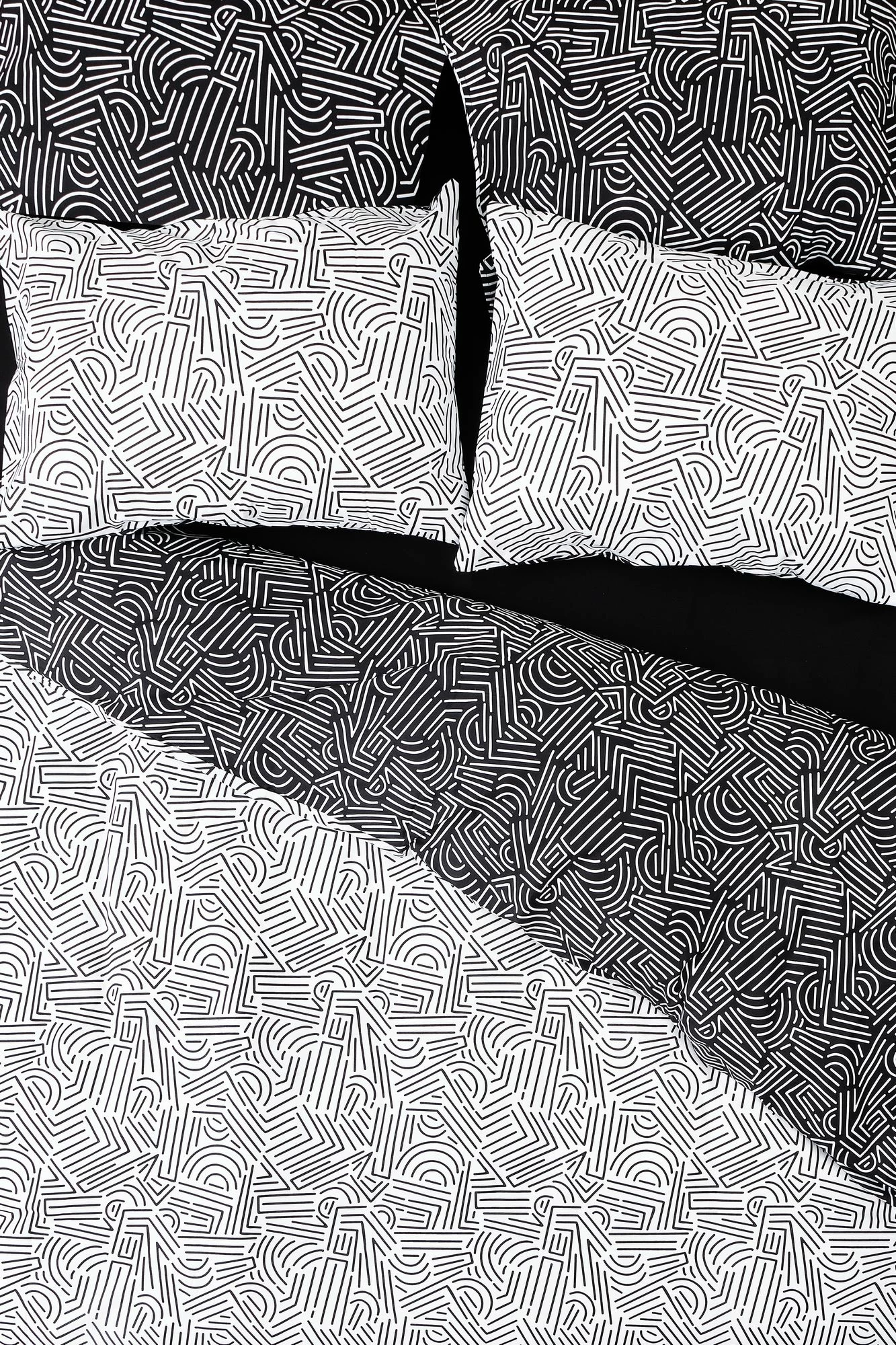 Set mbulesë për jorgan dopio Ranforce, ngjyrë e zezë, L'Essentiel Linge de Maison, Maze