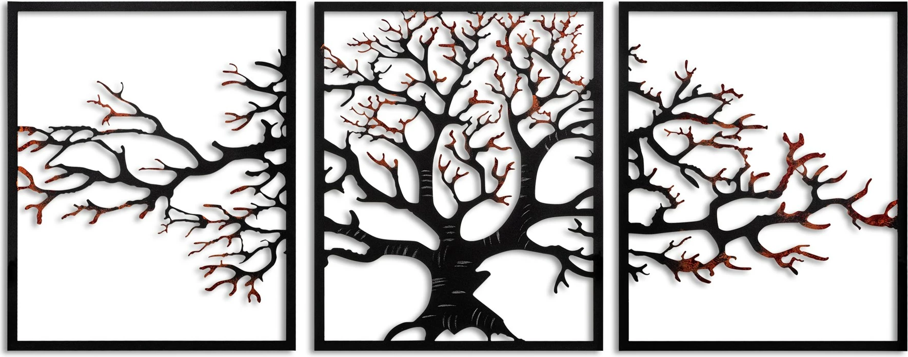 Aksesor dekorativ metalik për mur, pemë, 3 pjesë, Wallity, 48