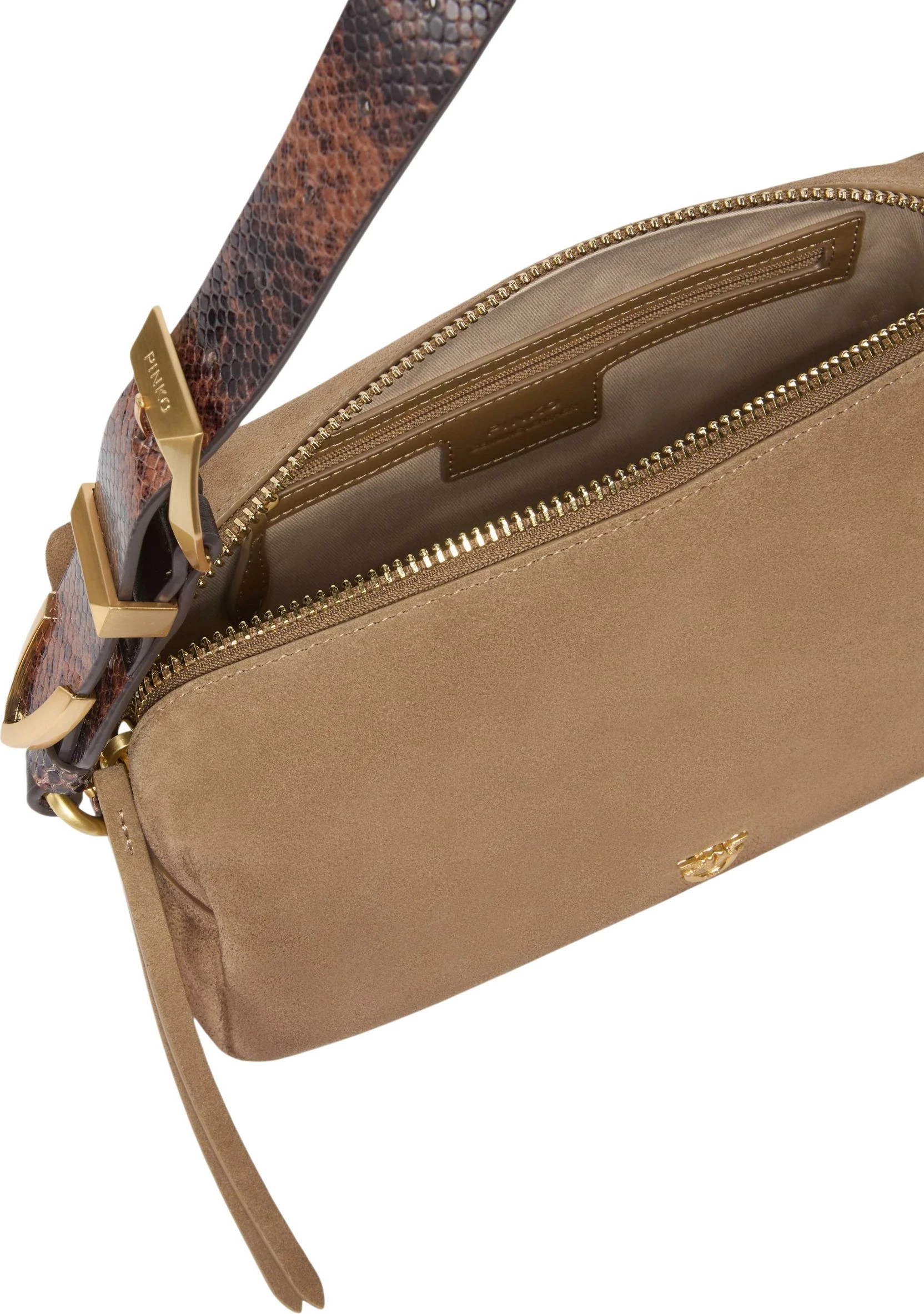 Çantë për femra Pinko Bauletto Trittico Suede Sprayi 106761 A3DB, bezhë