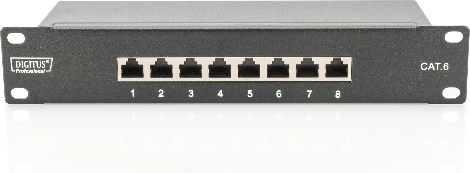 Patch panel Digitus 8-portë Cat6, 1U, i zi