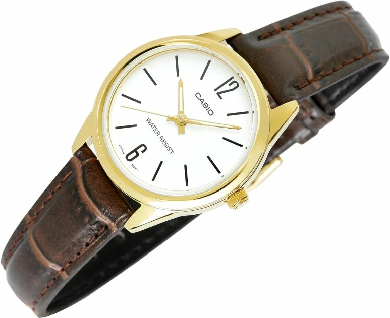 Orë dore femra Casio LTP-V005GL-7BUDF, kafe/ari, me kuti