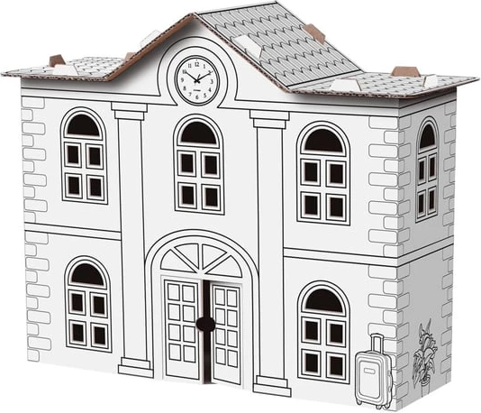 Set kreativ për ngjyrosje dhe ndërtim Arnas Toys - Stacioni i trenit 3D