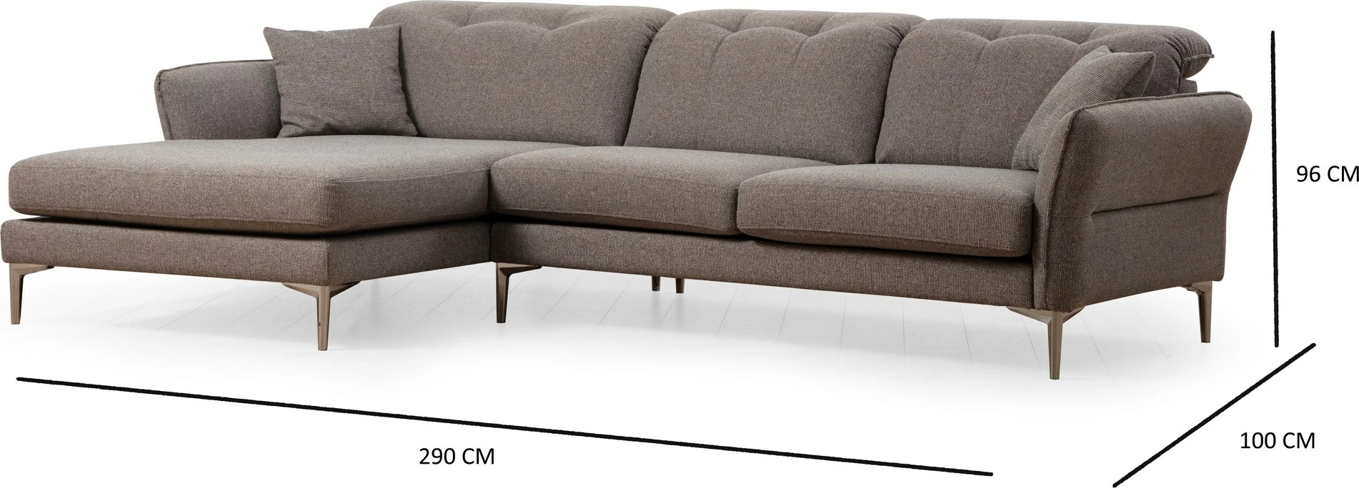 Kënd-sofë Atelier del Sofa, kënd majtas, ngjyrë gri