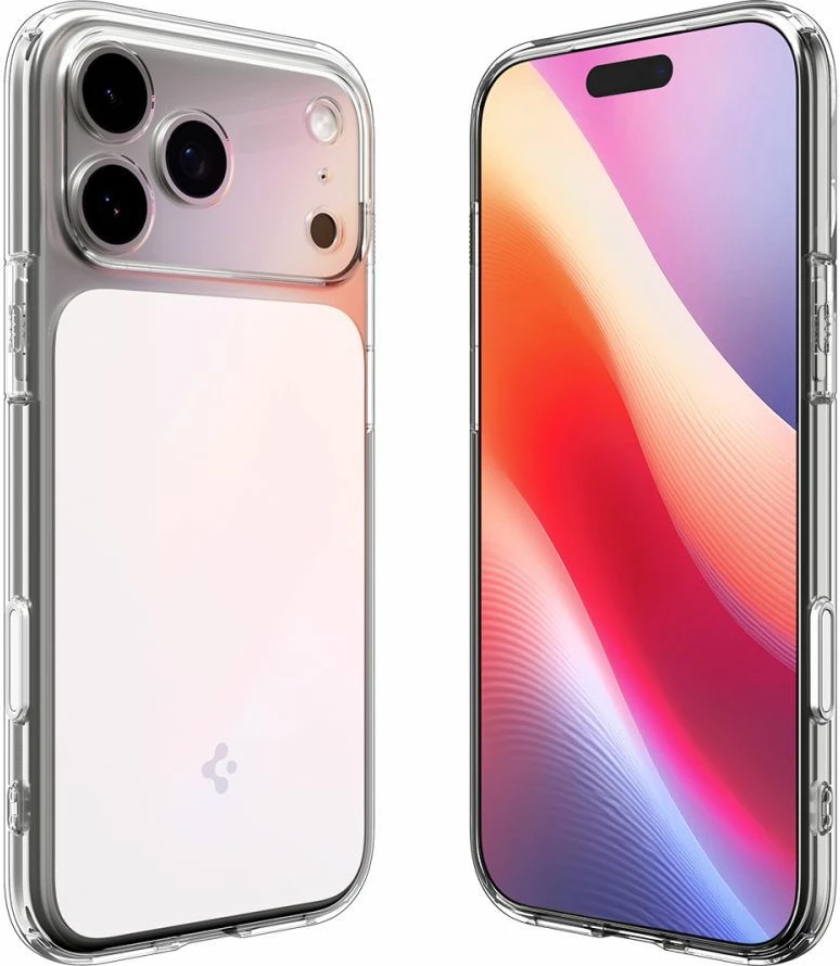 Mbështjellës Spigen Ultra Hybrid "T" MagSafe për iPhone 17 Pro, TPU+PC, skaje të ngritura, Air Cushion, me unazë magnetike MagSafe, Transparent/Bardhë