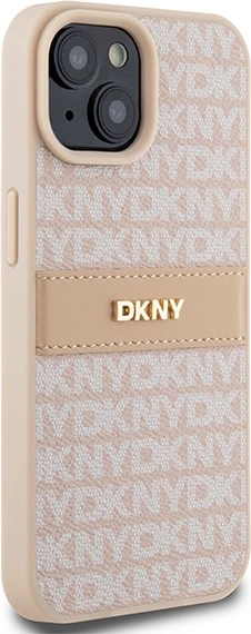Mbështjellës DKNY Mono Stripe & Metal Logo për iPhone 15 Plus / 14 Plus, Rozë