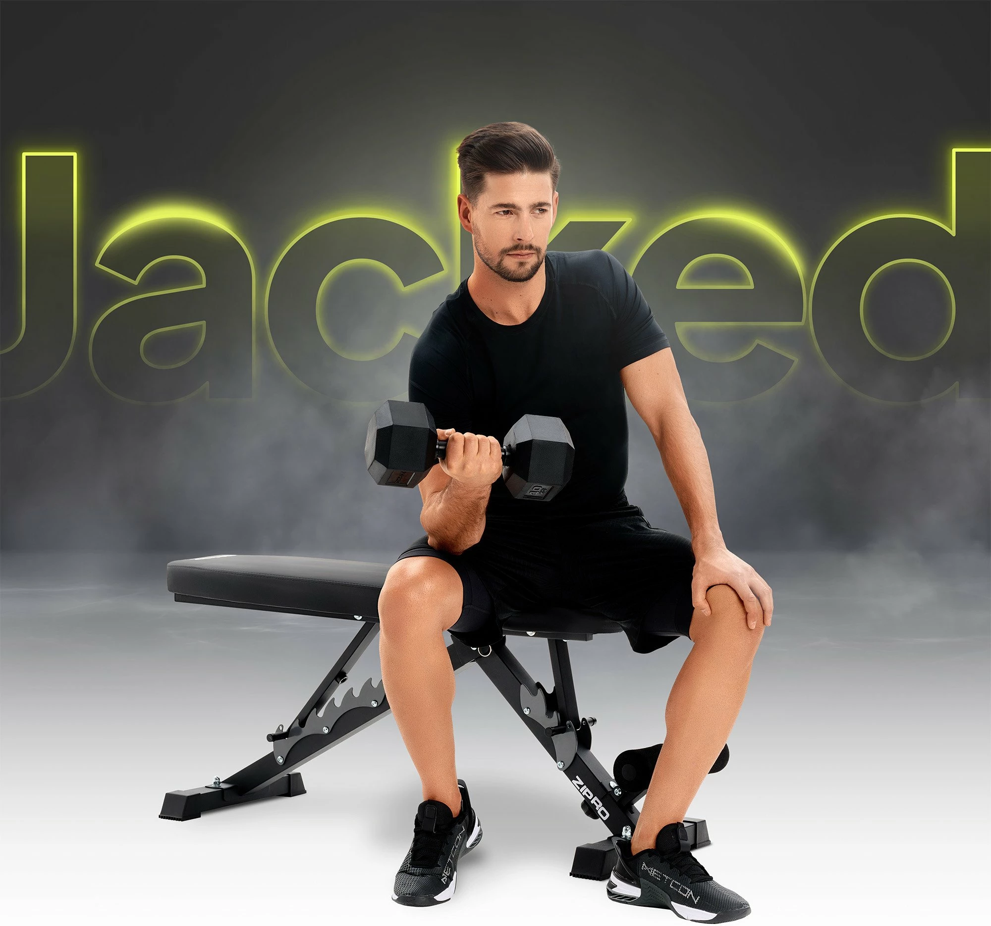 Bankë ushtrimesh e rregullueshme Zipro Jacked 230 kg, e palosshme, e zezë
