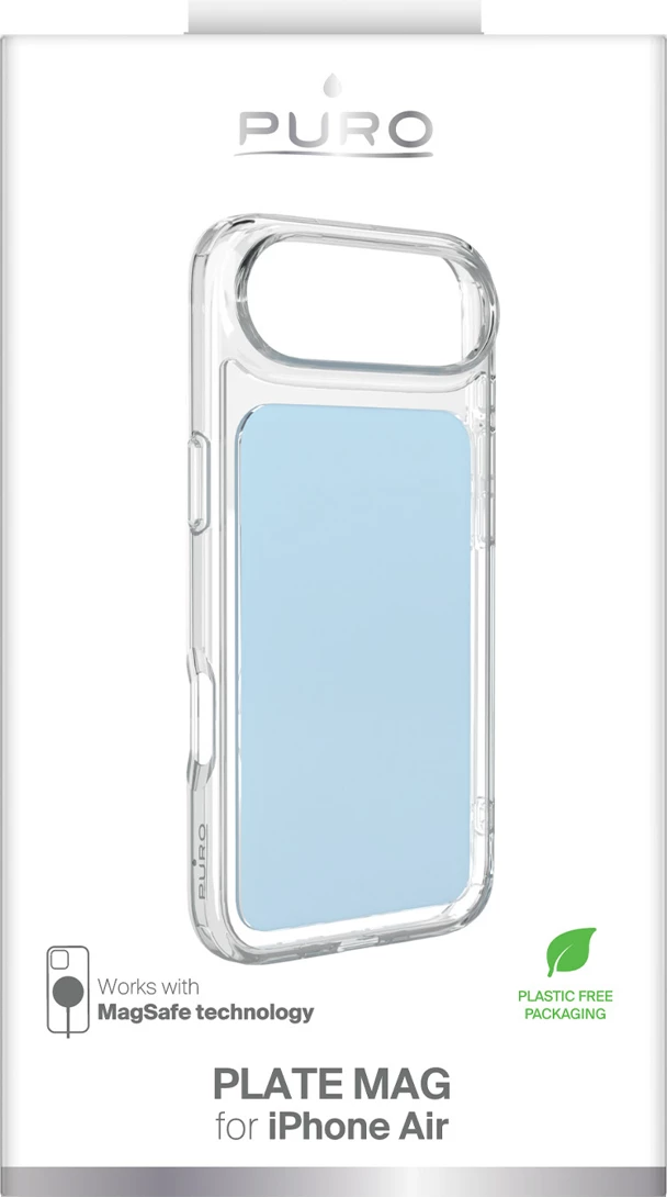 Mbështjellës Puro Plate Mag për iPhone 17 Air, kompatibil me MagSafe, PU, blu e çelët, në kuti 2