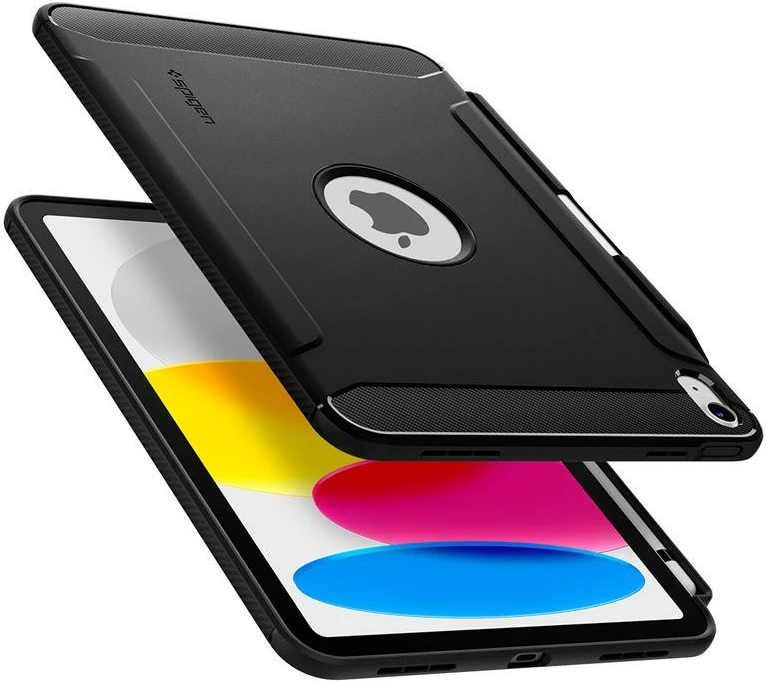 Mbështjellës për iPad Spigen Rugged Armor 22697-0, 10.9\" (iPad 10th Gen 2022), TPU, MIL-STD 810G, Matte Black