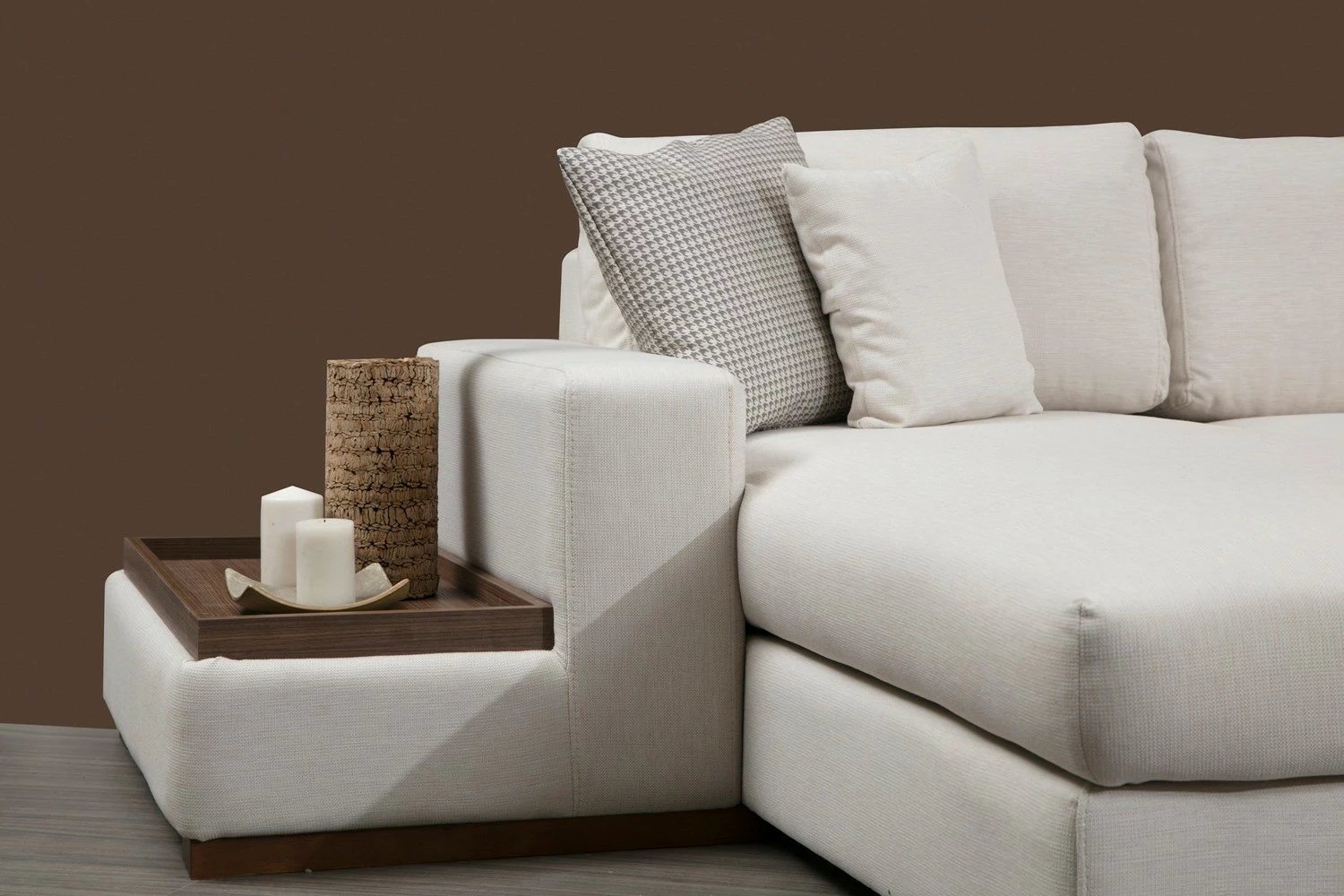 Këndare Atelier del Sofa, Loop 10, ngjyrë bezhë, këmbë druri arre, 5 pjesë