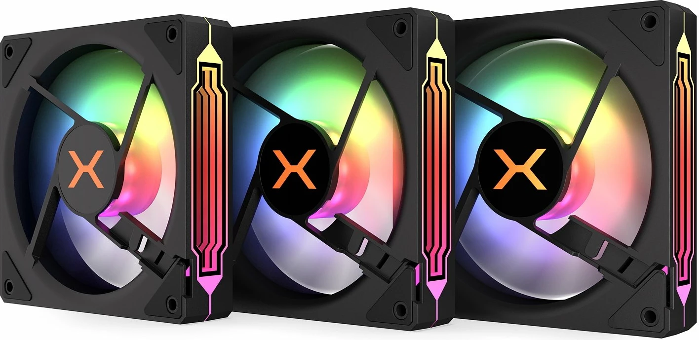 Set ventilatorësh PC Krux Corvus 120 ARGB 120mm, PWM 4-pin, me kontrollues ARGB, 3 copë, i zi