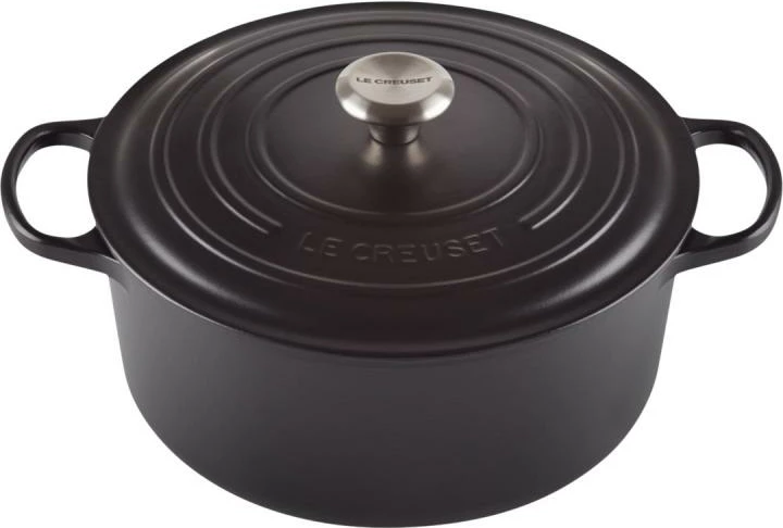 Tenxhere gize e rrumbullakët Le Creuset Signature 22 cm me kapak (21177220000430) e zezë