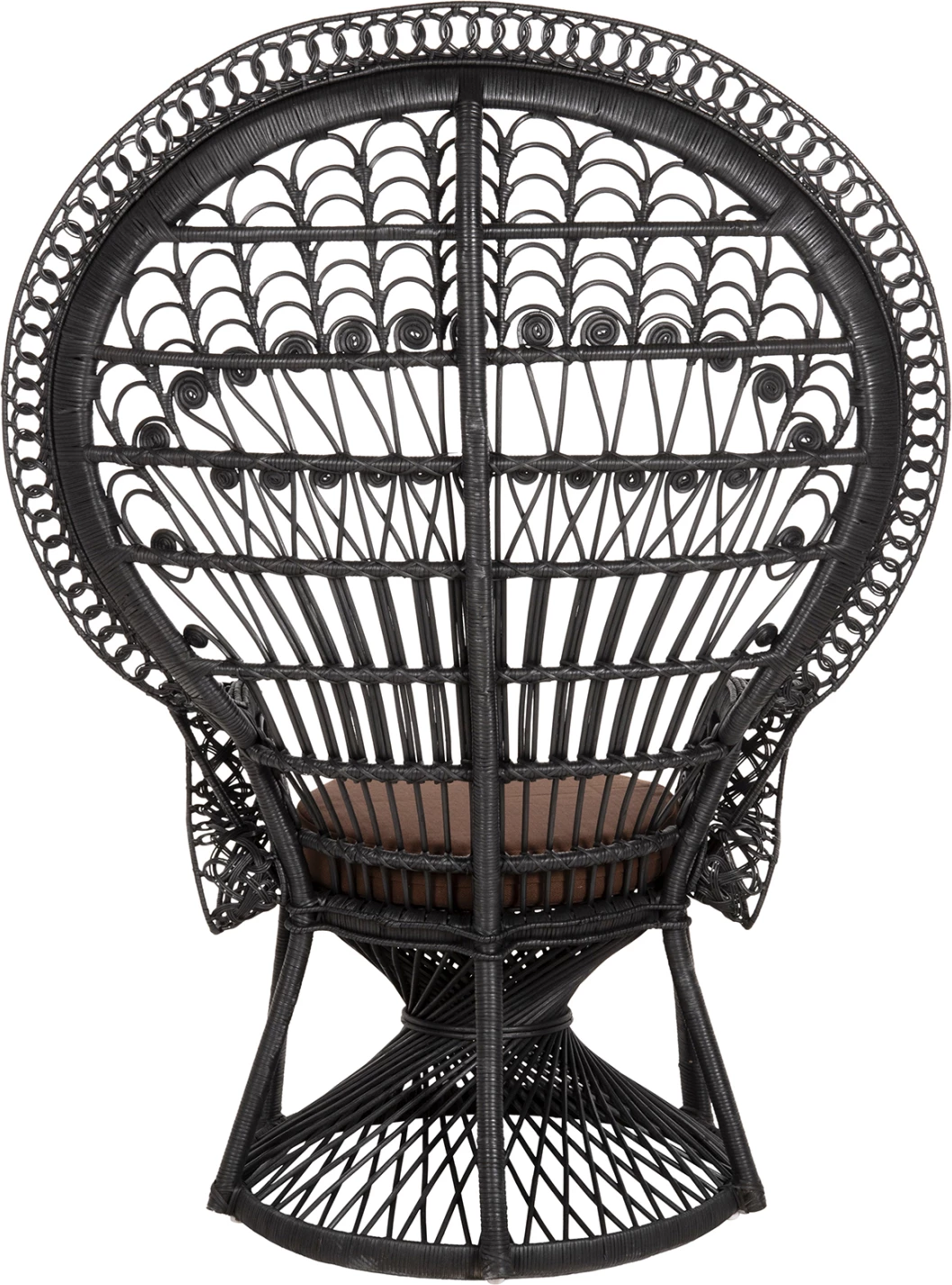 Karrige mbretërore palloi, FH9342.03, rattan, ngjyrë e zezë, jastëk kafe, 114x72x150H cm